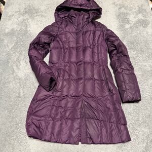 Eddie Bauer Down Puffer Coat Womens Small Purple Winter Jacket Hooded